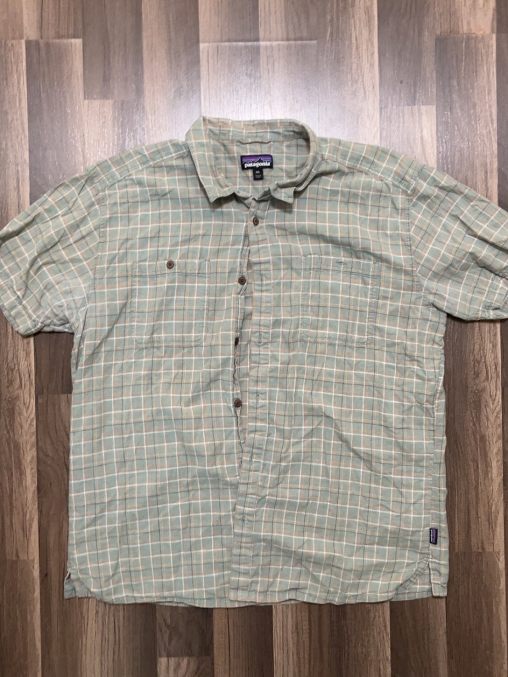 PATAGONIA Button Up Mens XXL Green Organic Cotton Hemp Dress Shirt Plaid